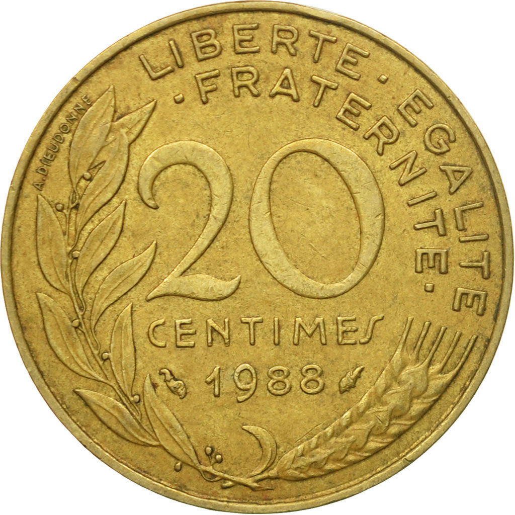 Coin, France, Marianne, 20 Centimes, 1988, Paris, VF(30-35), Aluminum-Bronze