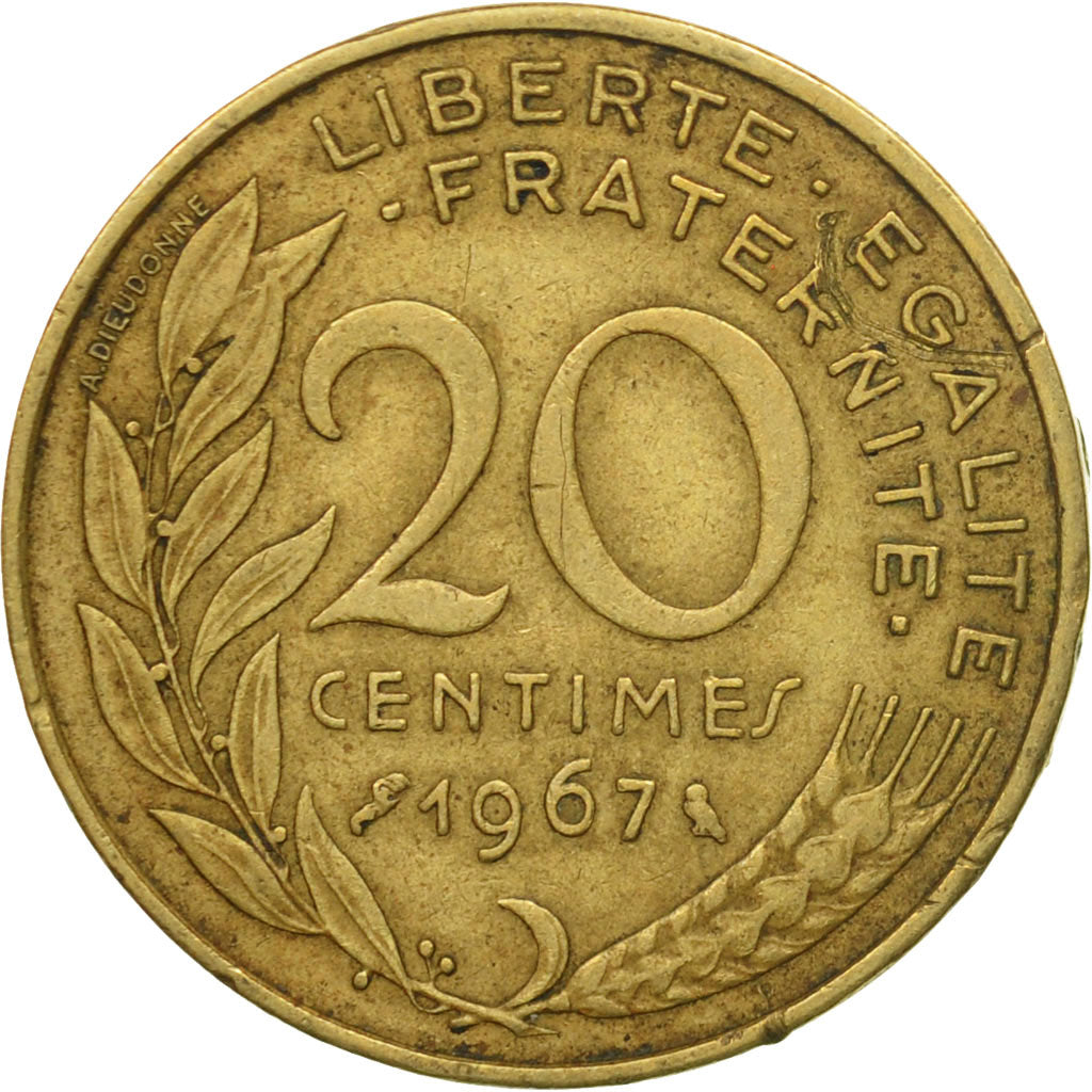 Coin, France, Marianne, 20 Centimes, 1967, Paris, EF(40-45), Aluminum-Bronze