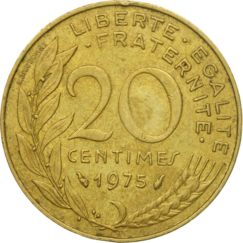 Coin, France, Marianne, 20 Centimes, 1975, Paris, EF(40-45), Aluminum-Bronze