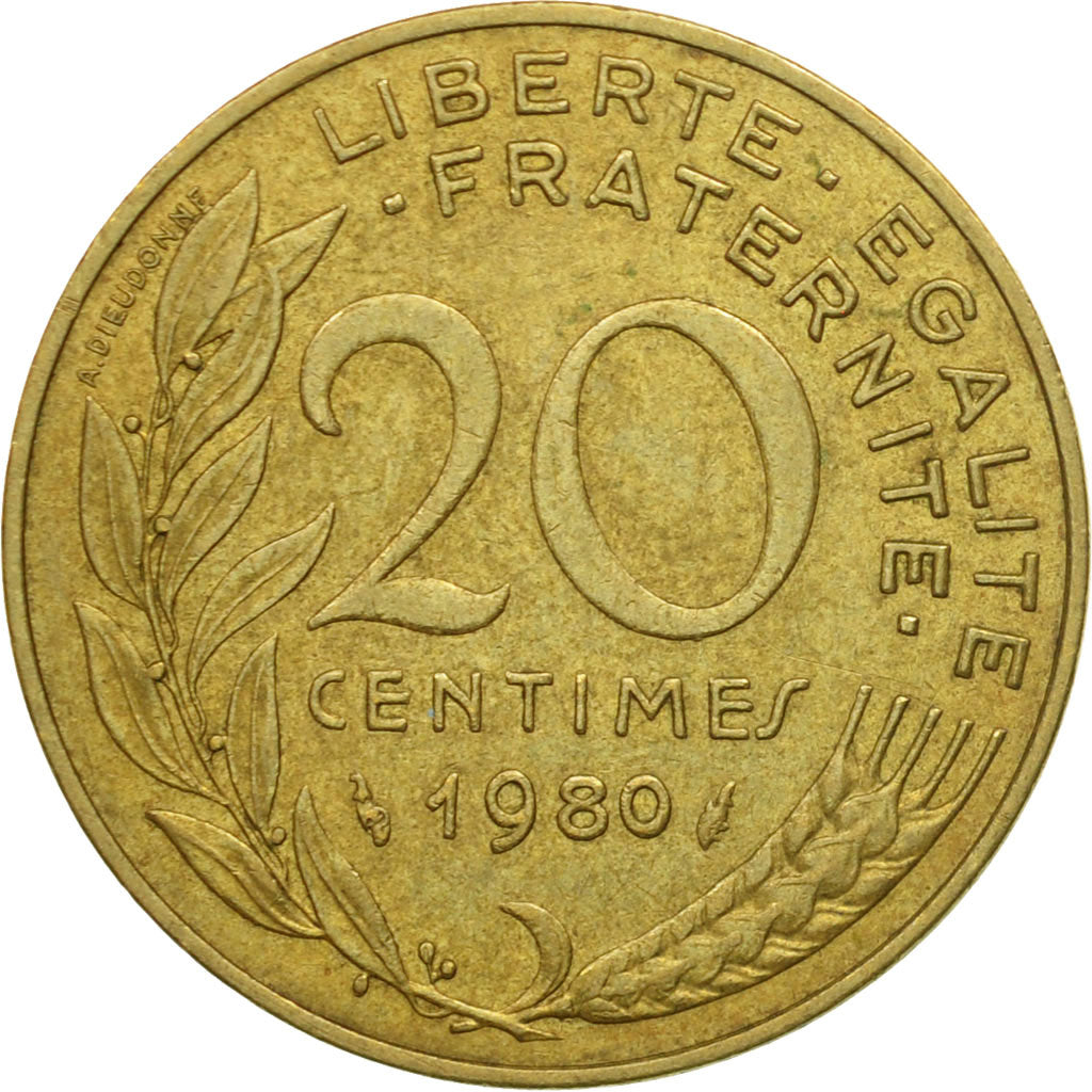 Coin, France, Marianne, 20 Centimes, 1980, Paris, EF(40-45), Aluminum-Bronze