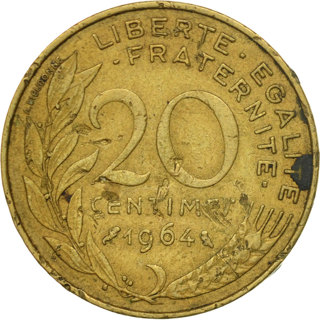 Coin, France, Marianne, 20 Centimes, 1964, Paris, VF(20-25), Aluminum-Bronze