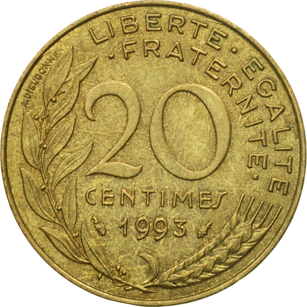 Moneta, Francia, Marianne, 20 Centimes, 1993, Paris, BB, Alluminio-bronzo