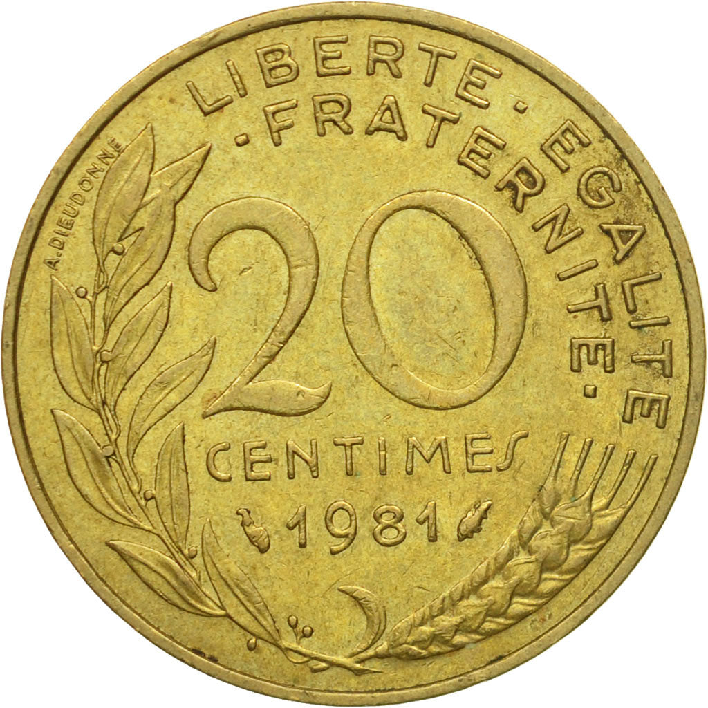 Munten, Frankrijk, Marianne, 20 Centimes, 1981, Paris, ZF, Aluminum-Bronze