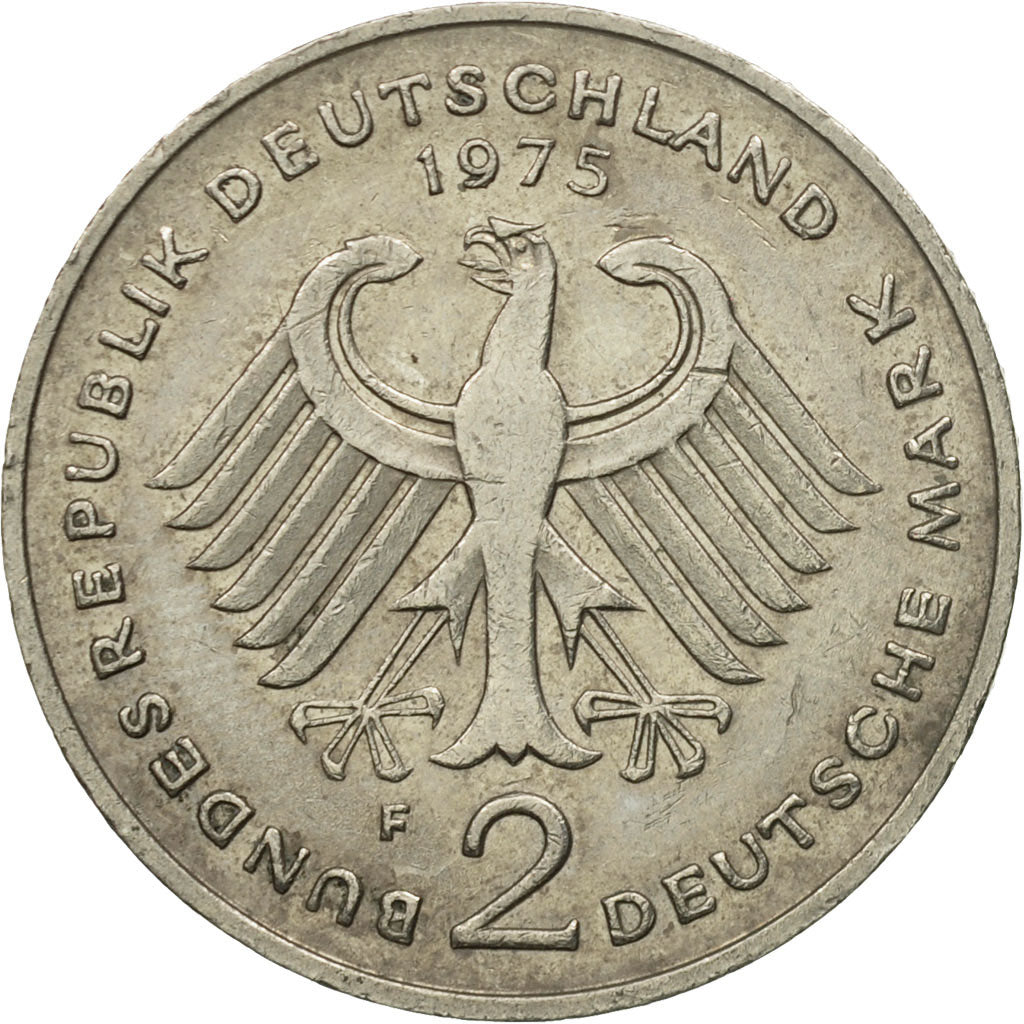 Coin, GERMANY - FEDERAL REPUBLIC, 2 Mark, 1975, Stuttgart, EF(40-45)