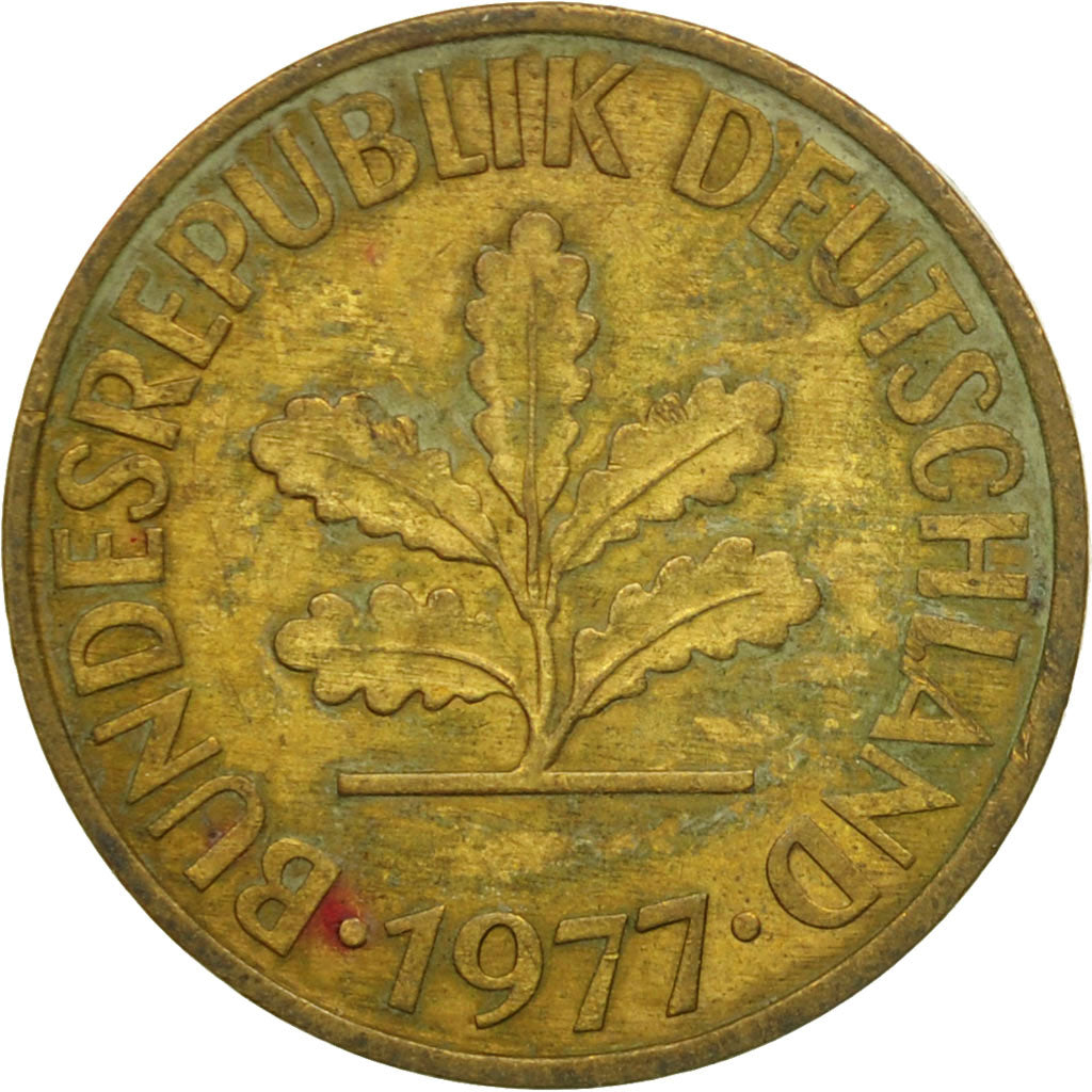 Coin, GERMANY - FEDERAL REPUBLIC, 10 Pfennig, 1977, Karlsruhe, VF(20-25), Brass