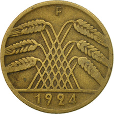 Moneta, GERMANIA, REPUBBLICA DI WEIMAR, 10 Rentenpfennig, 1924, Stuttgart, MB+