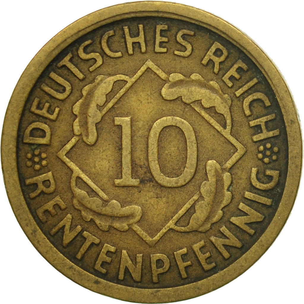 Monnaie, Allemagne, République de Weimar, 10 Rentenpfennig, 1924, Karlsruhe