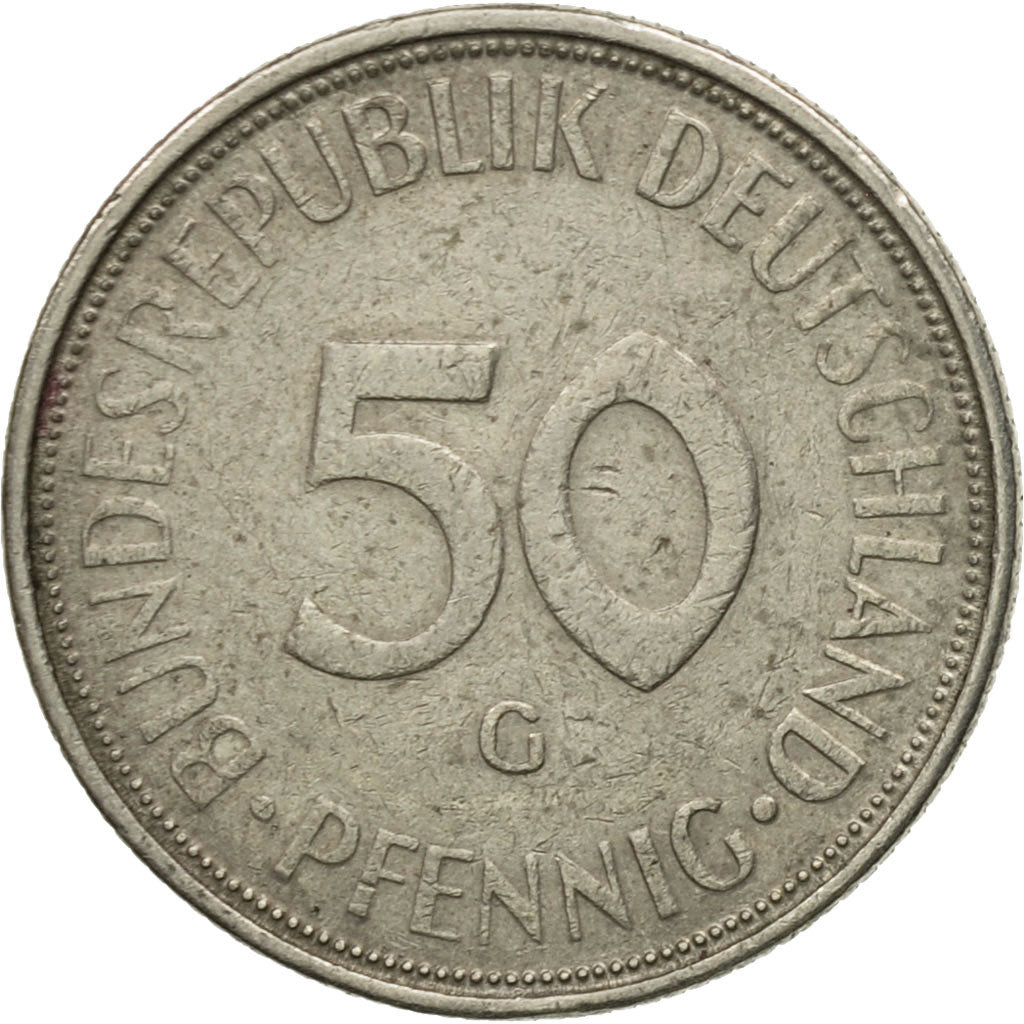 Munten, Federale Duitse Republiek, 50 Pfennig, 1971, Karlsruhe, FR+