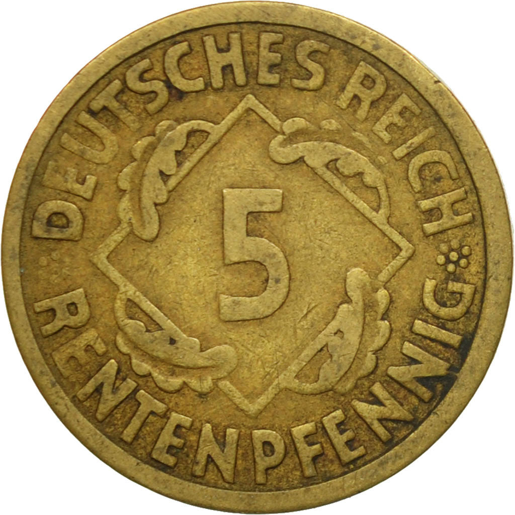 Moneta, GERMANIA, REPUBBLICA DI WEIMAR, 5 Rentenpfennig, 1924, Berlin, MB+