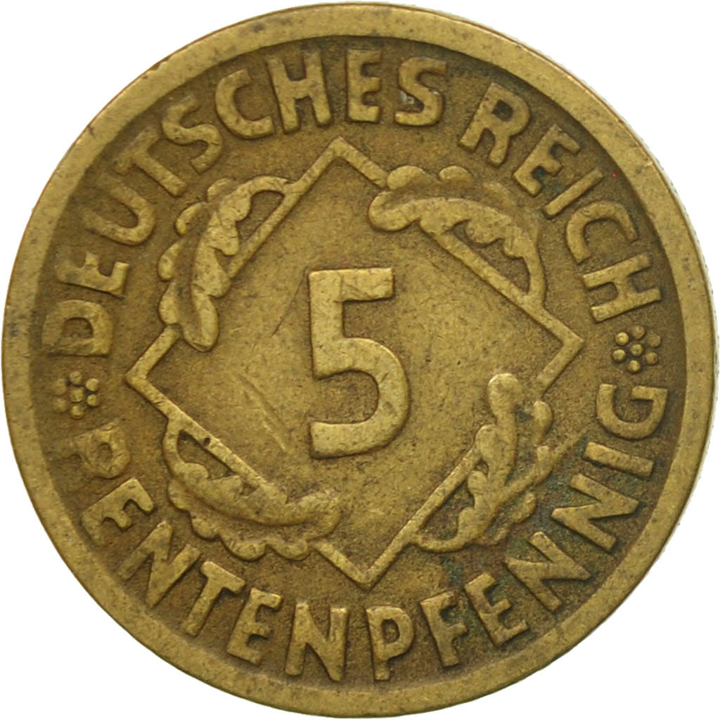 Moneta, GERMANIA, REPUBBLICA DI WEIMAR, 5 Rentenpfennig, 1924, Munich, MB+