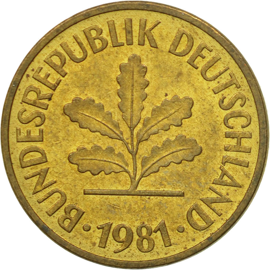 Monnaie, République fédérale allemande, 5 Pfennig, 1981, Karlsruhe, TTB