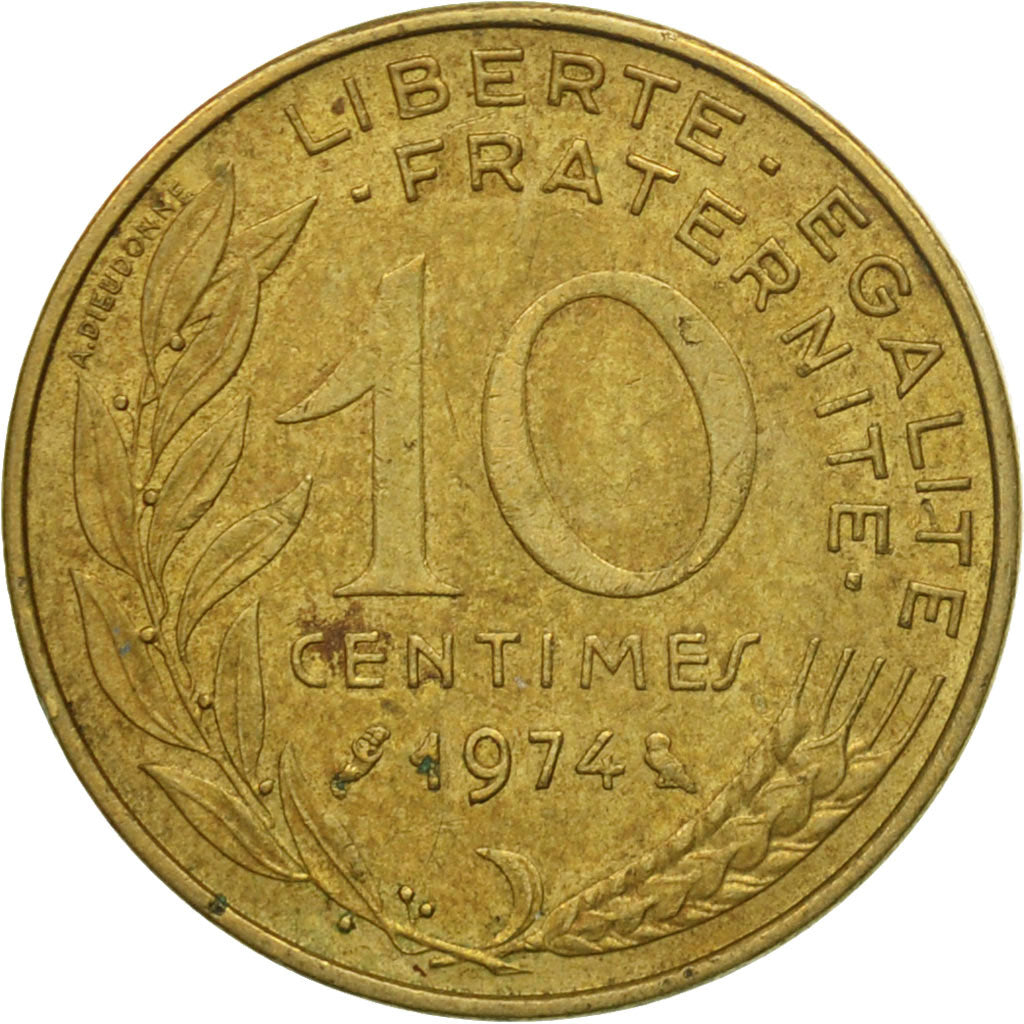 Coin, France, Marianne, 10 Centimes, 1974, Paris, VF(30-35), Aluminum-Bronze
