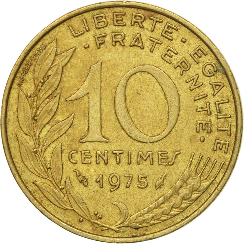 Coin, France, Marianne, 10 Centimes, 1975, Paris, EF(40-45), Aluminum-Bronze