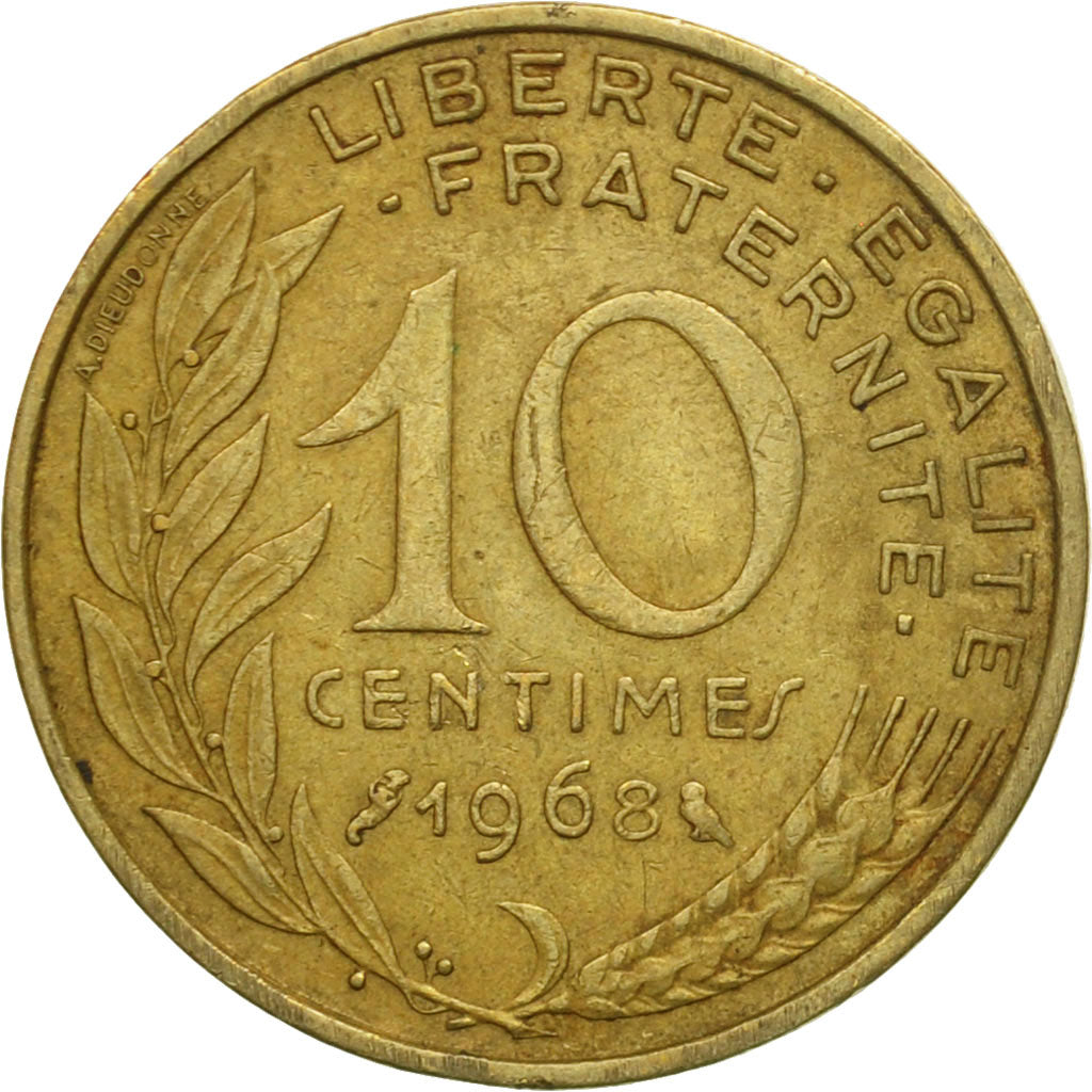 Coin, France, Marianne, 10 Centimes, 1968, Paris, VF(20-25), Aluminum-Bronze