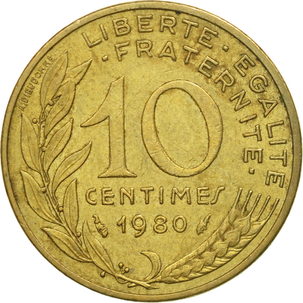 Coin, France, Marianne, 10 Centimes, 1980, Paris, EF(40-45), Aluminum-Bronze