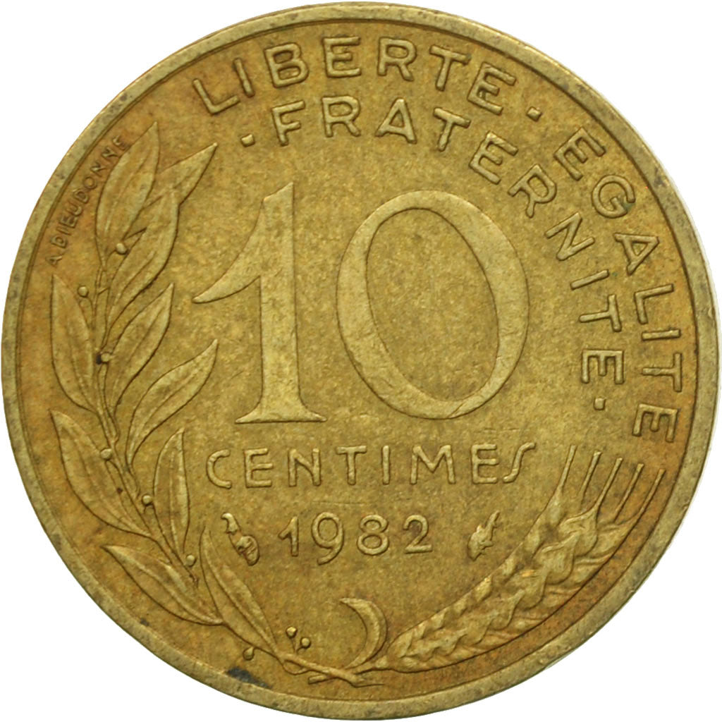 Moneda, Francia, Marianne, 10 Centimes, 1982, Paris, BC+, Aluminio - bronce