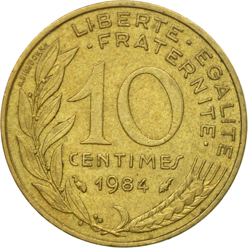 Moneda, Francia, Marianne, 10 Centimes, 1984, Paris, BC+, Aluminio - bronce