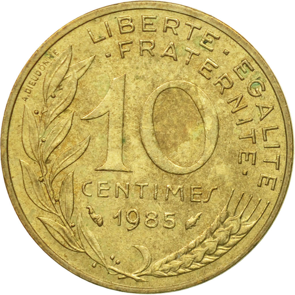 Moneda, Francia, Marianne, 10 Centimes, 1985, Paris, BC+, Aluminio - bronce
