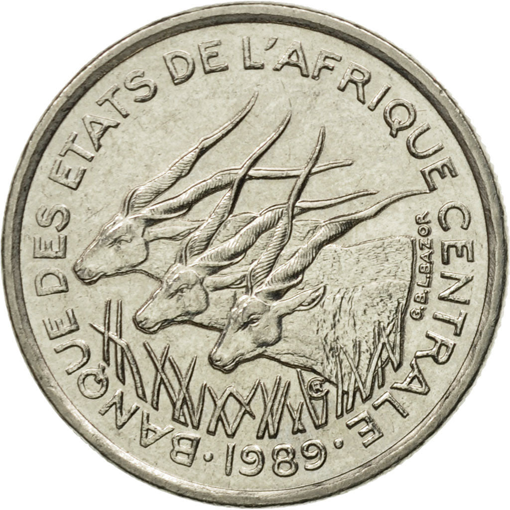 Moneta, Stati dell’Africa centrale, 50 Francs, 1989, Paris, BB, Nichel, KM:11