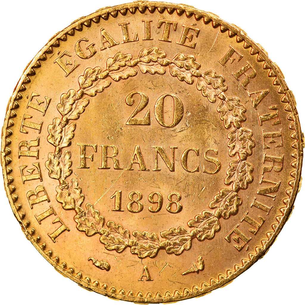Munten, Frankrijk, Génie, 20 Francs, 1898, Paris, UNC-, Goud, KM:825