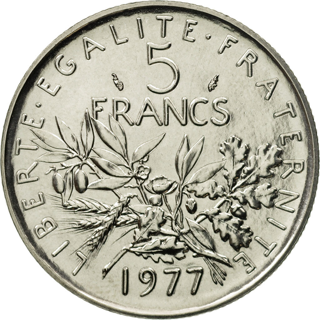 Coin, France, Semeuse, 5 Francs, 1977, Paris, MS(65-70), Nickel Clad