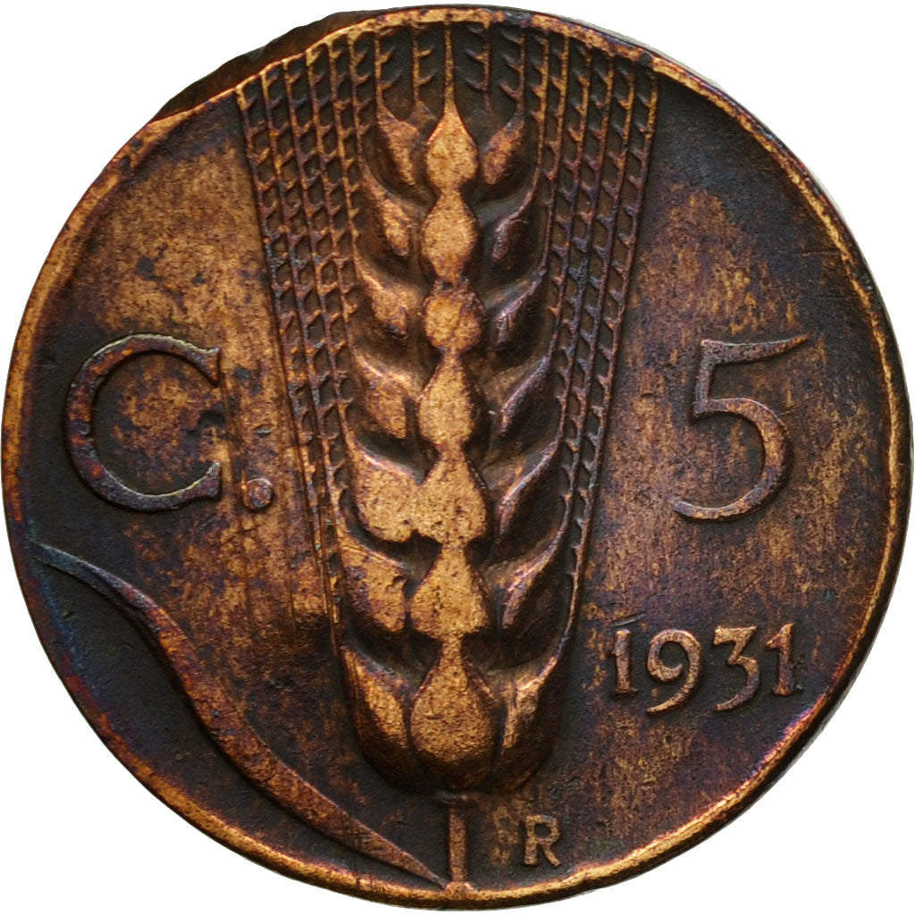 Moneta, Italia, Vittorio Emanuele III, 5 Centesimi, 1931, Rome, MB, Bronzo