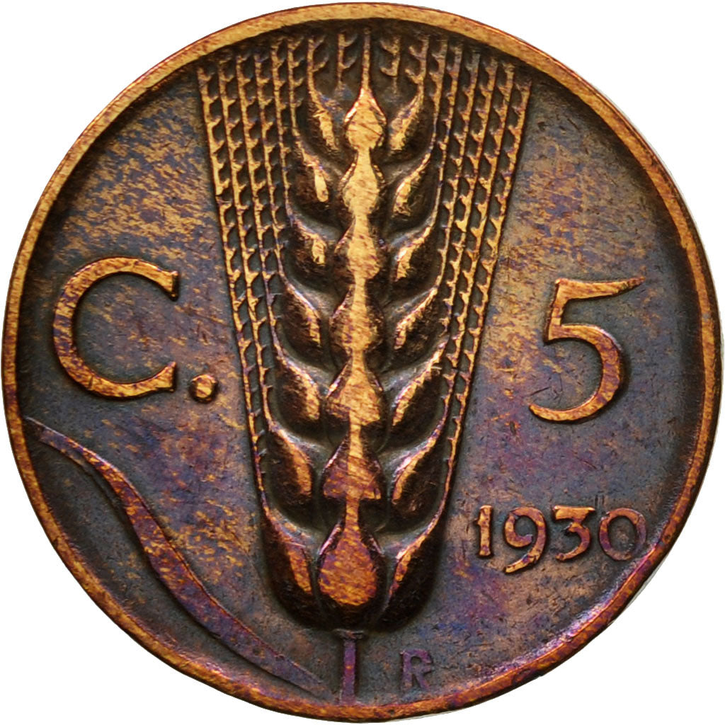Moneta, Italia, Vittorio Emanuele III, 5 Centesimi, 1930, Rome, MB+, Bronzo