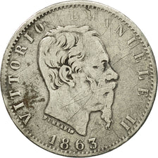 Moneta, Italia, Vittorio Emanuele II, 20 Centesimi, 1863, Torino, MB, Argento