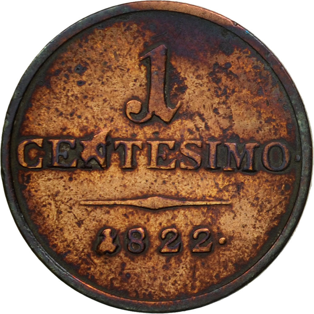 Monnaie, États italiens, LOMBARDY-VENETIA, Centesimo, 1822, Milan, TB, Cuivre