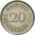 Coin, Mauritius, 20 Cents, 1996, EF(40-45), Nickel plated steel, KM:53