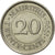 Moneta, Mauritius, 20 Cents, 1996, EF(40-45), Nickel platerowany stalą, KM:53