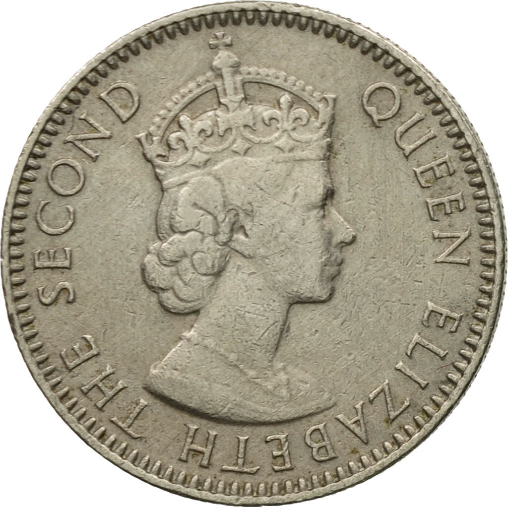 Moneta, Mauritius, Elizabeth II, 1/4 Rupee, 1960, EF(40-45), Miedź-Nikiel