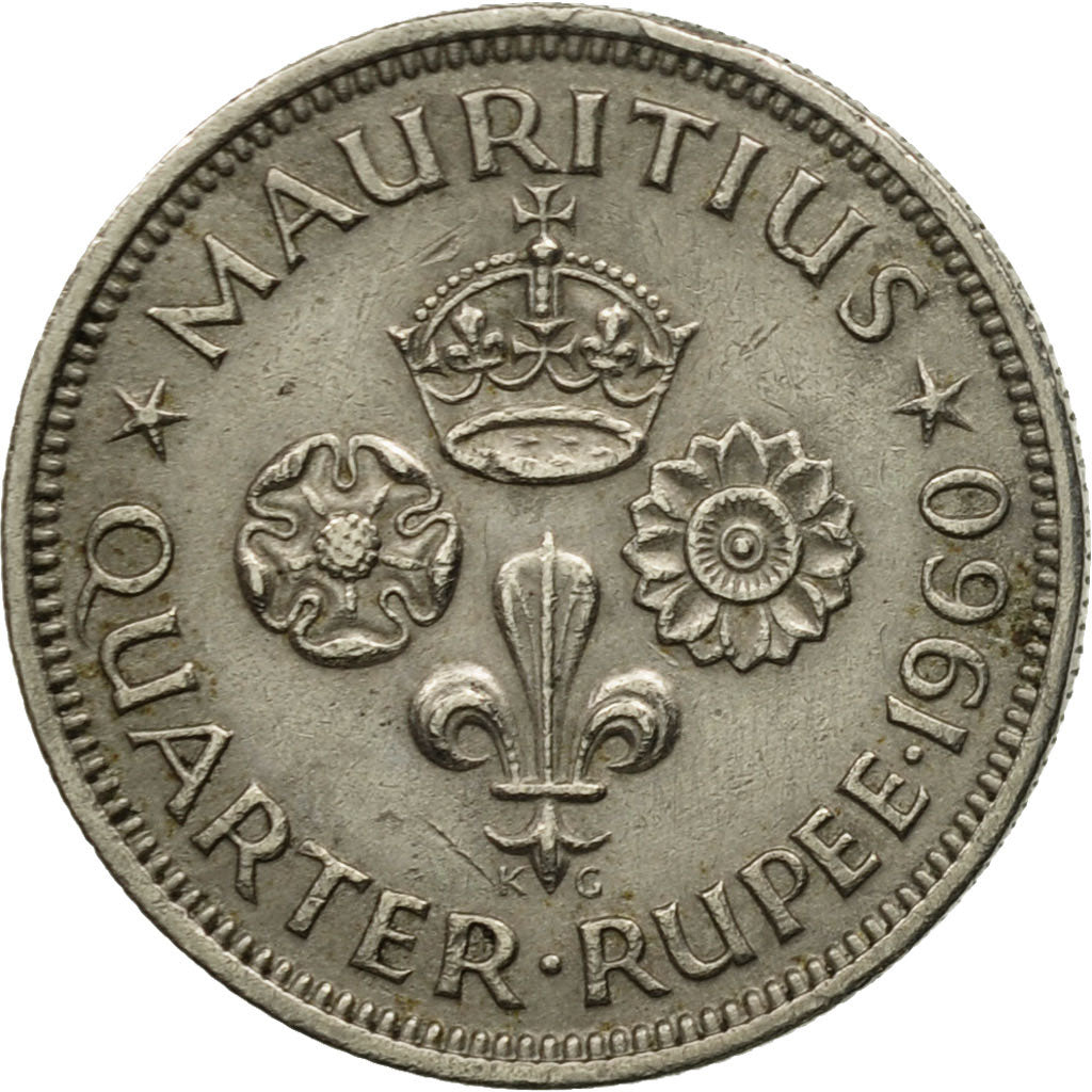 Moneta, Mauritius, Elizabeth II, 1/4 Rupee, 1960, EF(40-45), Miedź-Nikiel