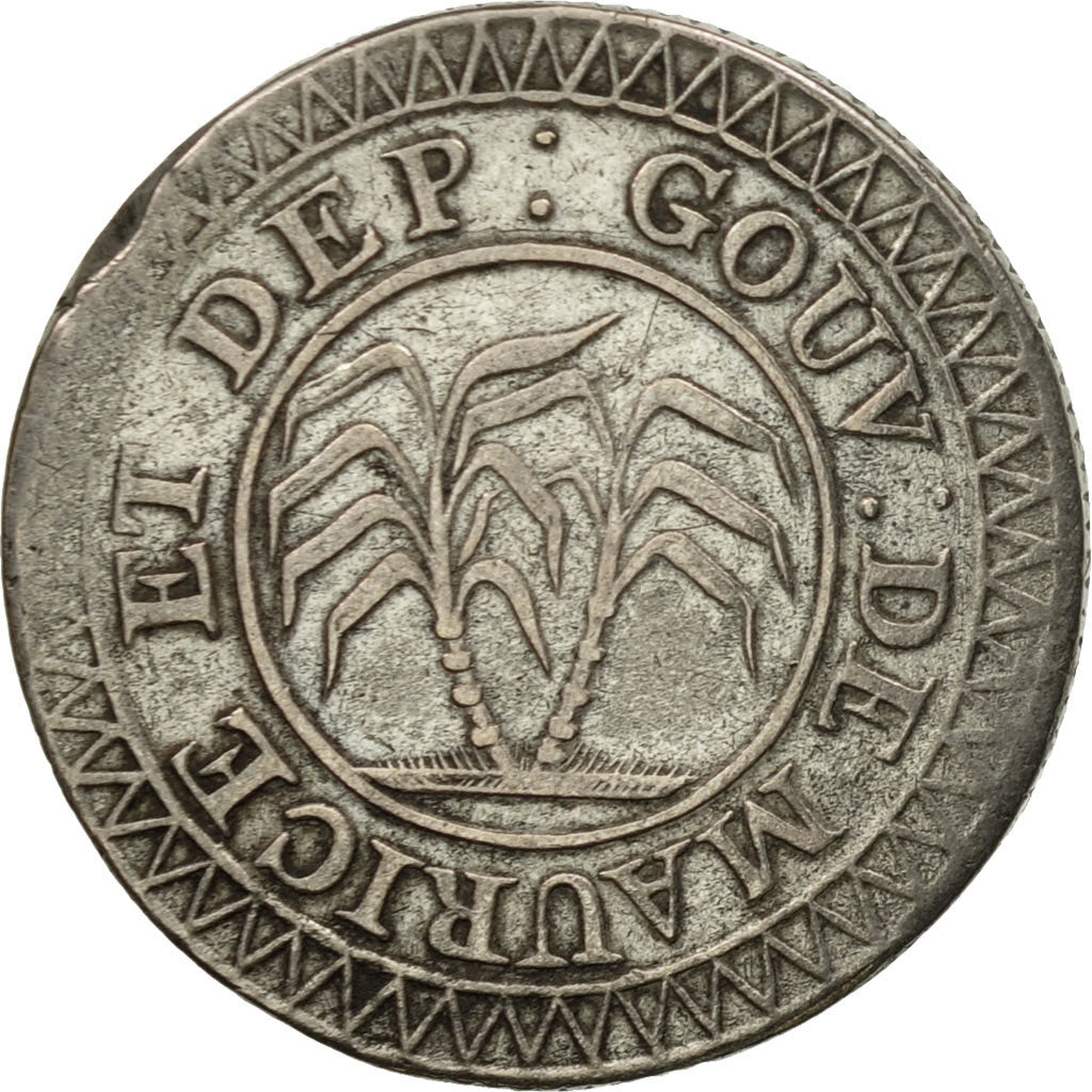 Moneda, Mauricio, 50 Sous, 1822, BC+, Plata, KM:2
