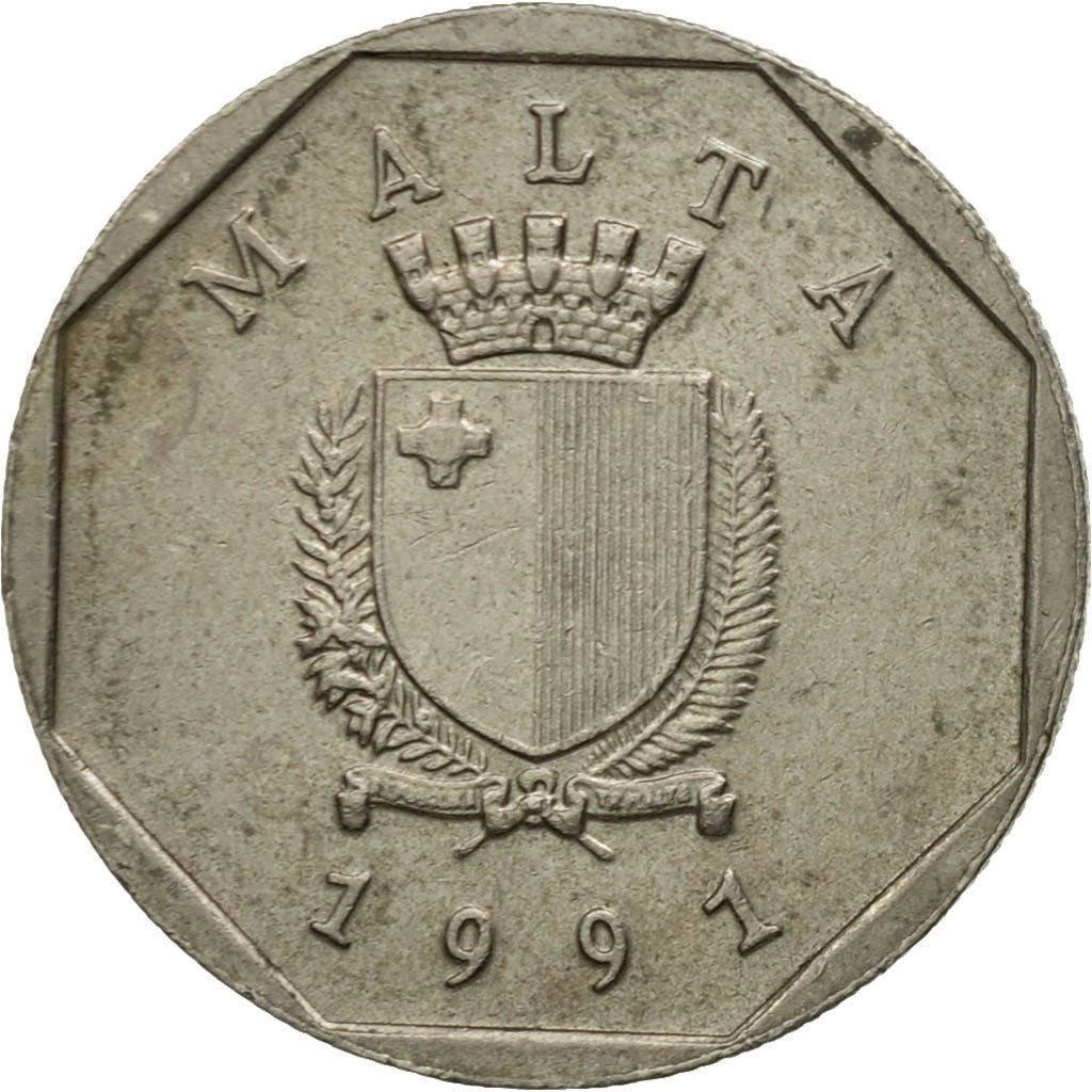 Monnaie, Malte, 5 Cents, 1991, TB+, Copper-nickel, KM:95