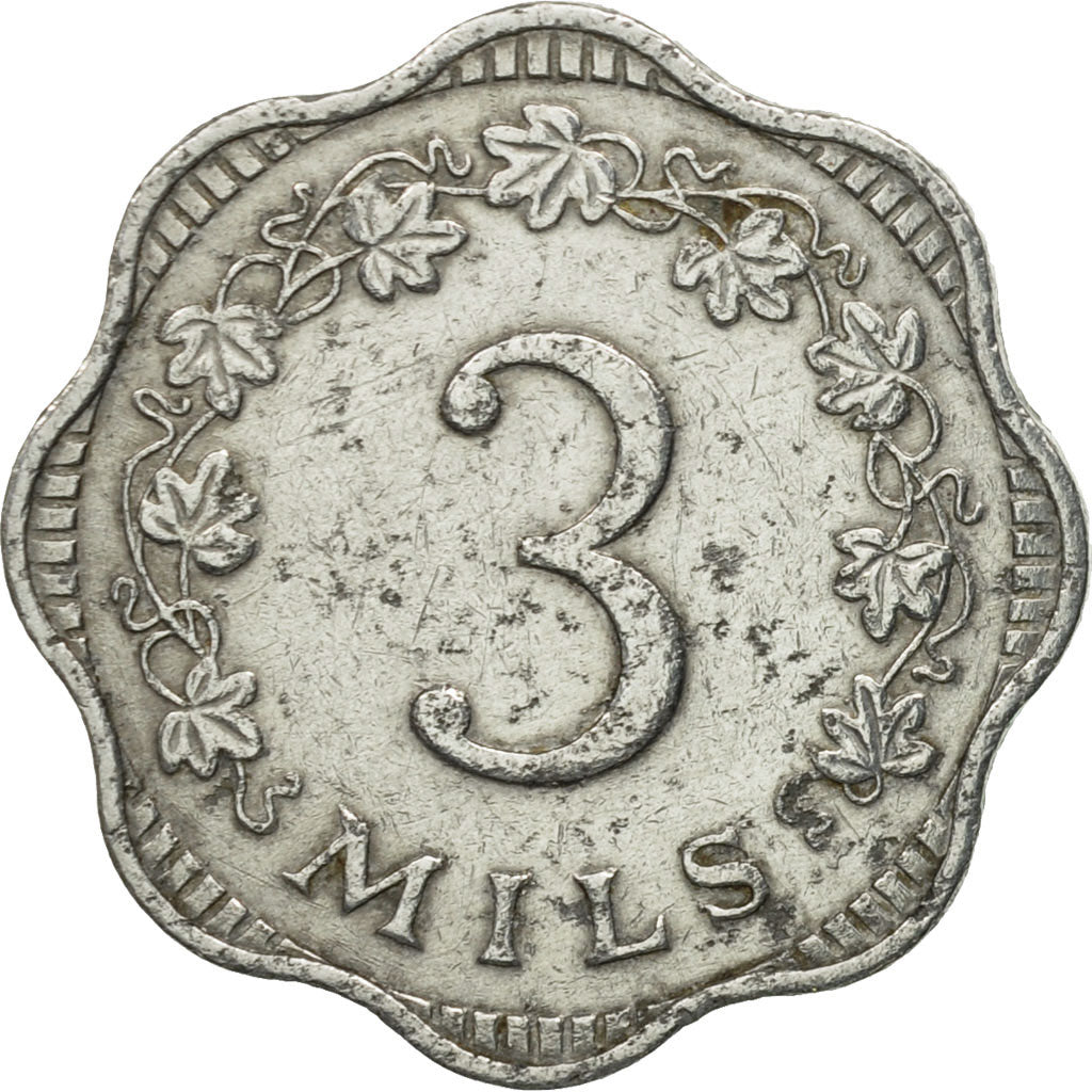 Coin, Malta, 3 Mils, 1972, British Royal Mint, VF(30-35), Aluminum, KM:6