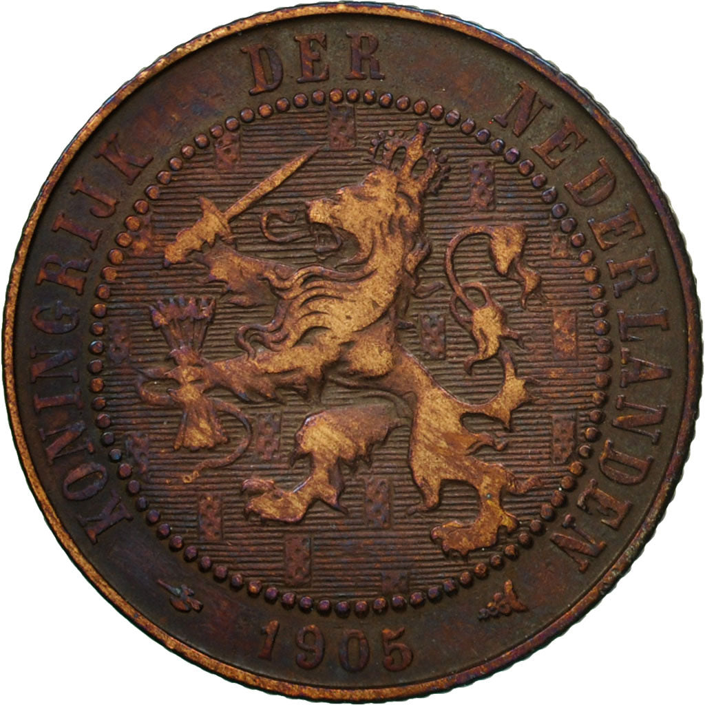 Moneda, Países Bajos, Wilhelmina I, 2-1/2 Cent, 1905, BC+, Bronce, KM:134