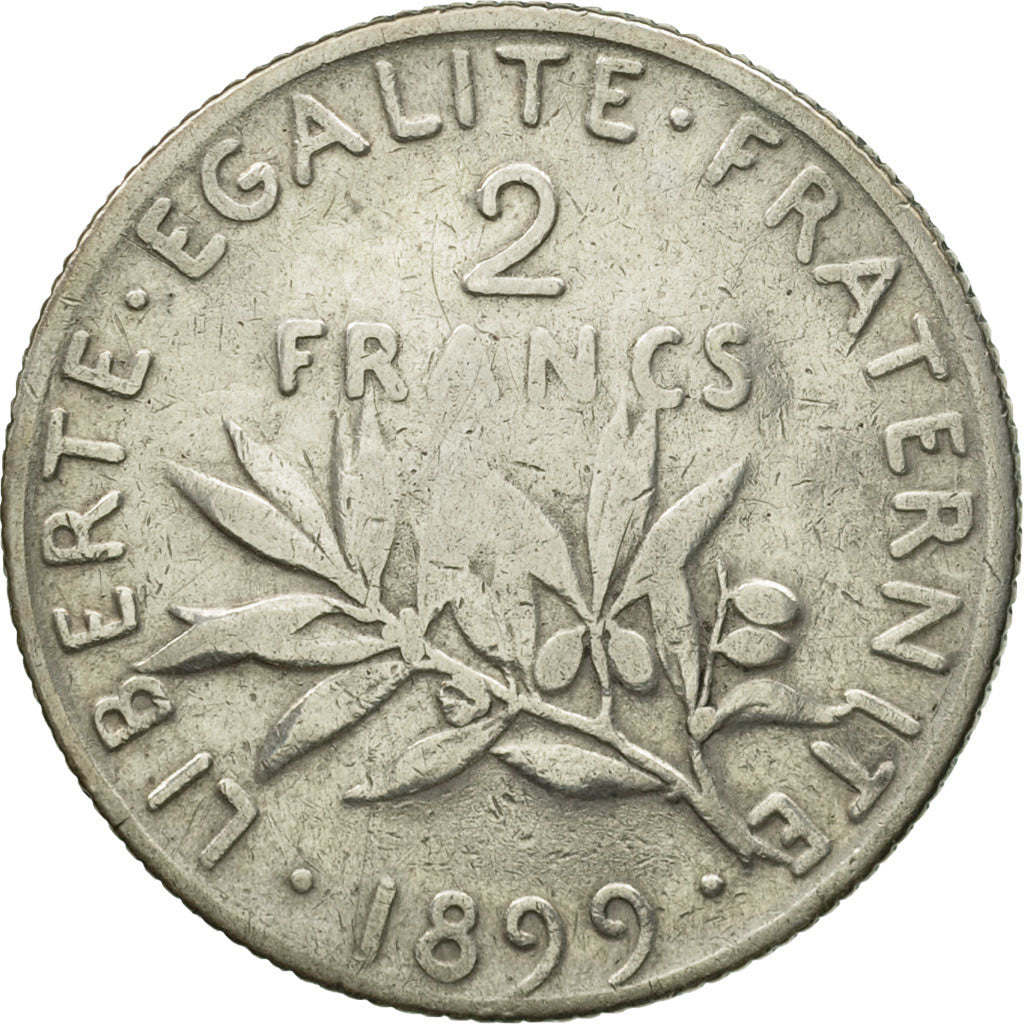 Coin, France, Semeuse, 2 Francs, 1899, Paris, VF(30-35), Silver, KM:845.1