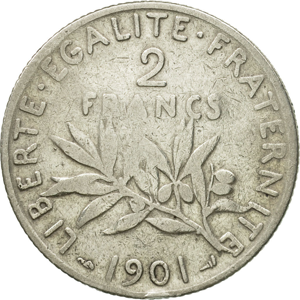 Munten, Frankrijk, Semeuse, 2 Francs, 1901, Paris, FR+, Zilver, KM:845.1