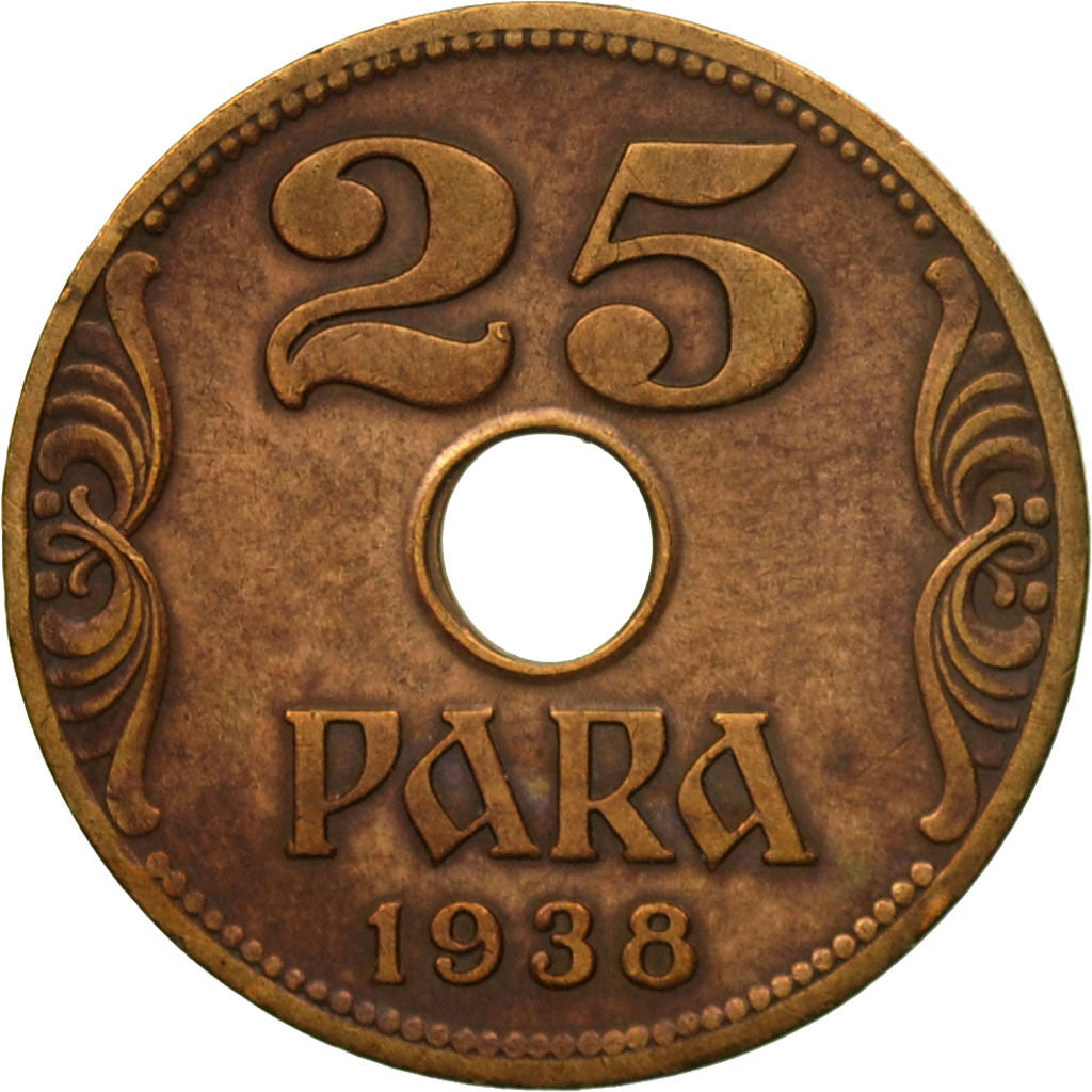 Moneta, Iugoslavia, Petar II, 25 Para, 1938, BB, Bronzo, KM:17