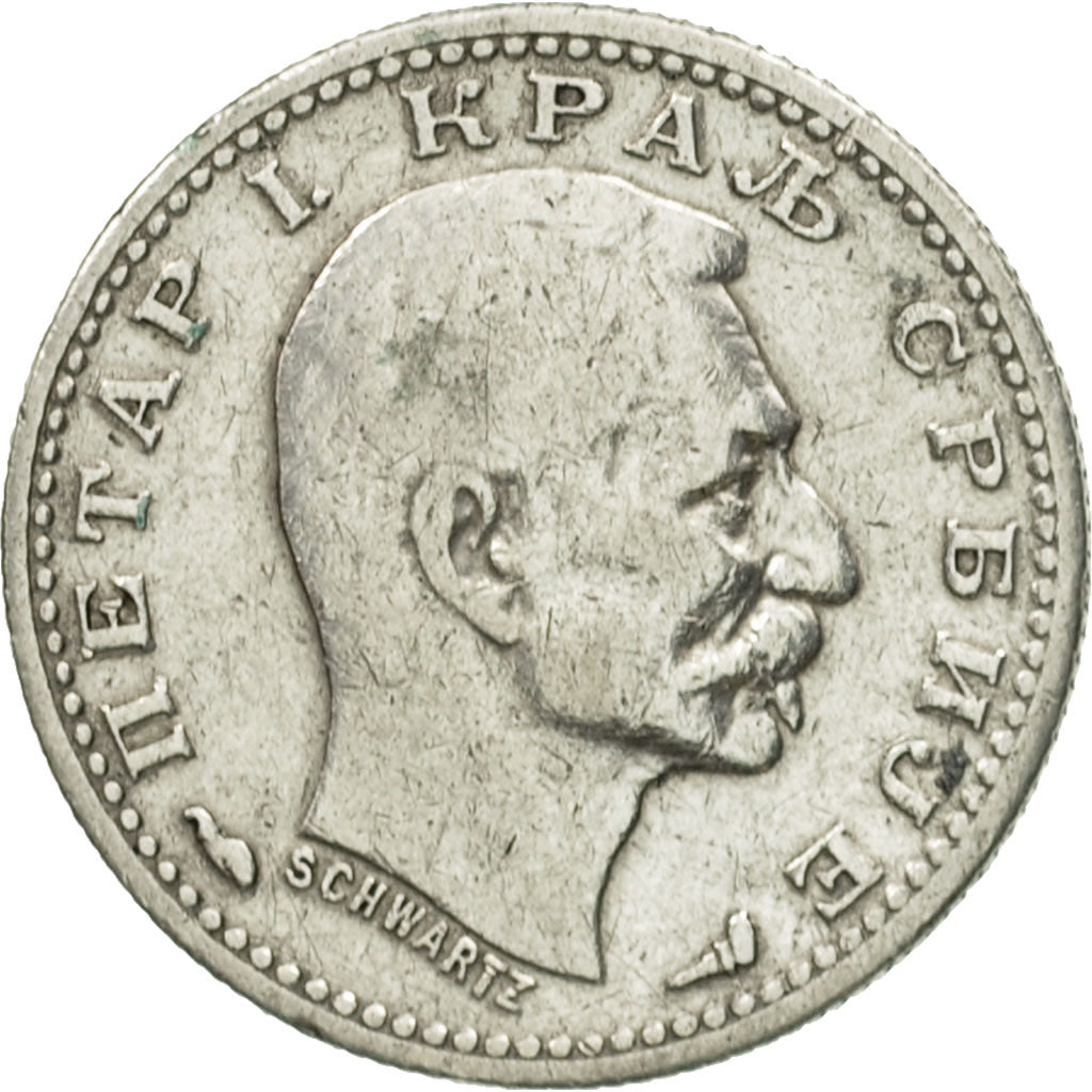 Moneta, Serbia, Peter I, 50 Para, 1915, BB+, Argento, KM:24.1