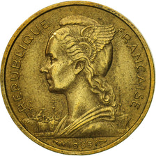 Moneda, La Reunión, 10 Francs, 1955, BC+, Aluminio - bronce, KM:10