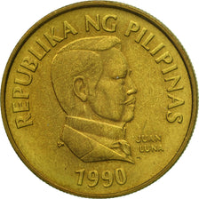 Münze, Philippinen, 25 Sentimos, 1990, S+, Messing, KM:241.1