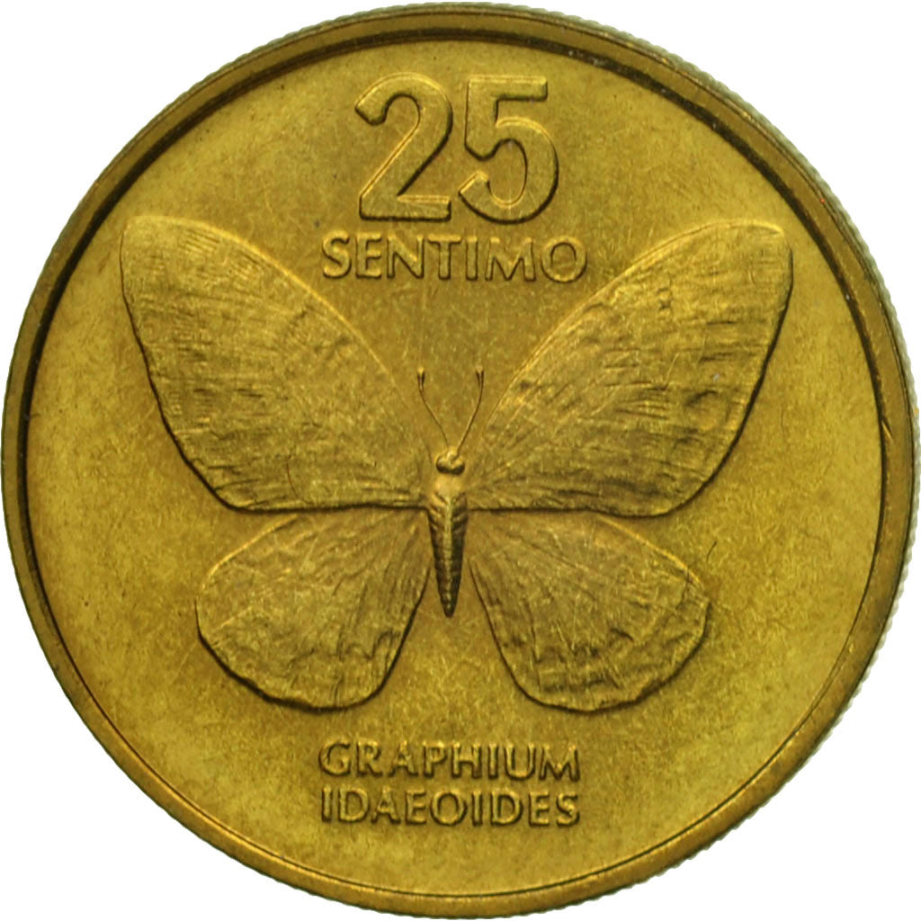Münze, Philippinen, 25 Sentimos, 1990, S+, Messing, KM:241.1