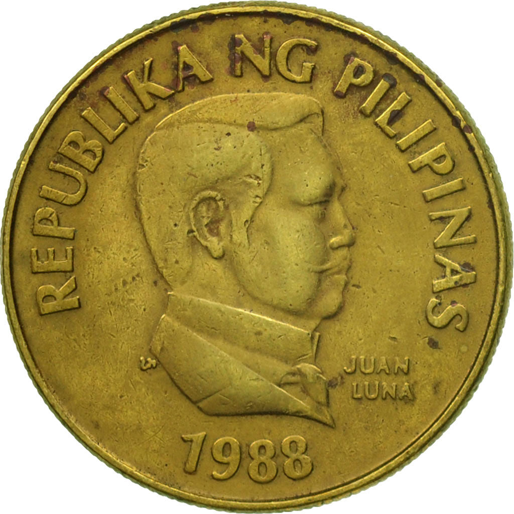 Coin, Philippines, 25 Sentimos, 1988, VF(30-35), Brass, KM:241.1
