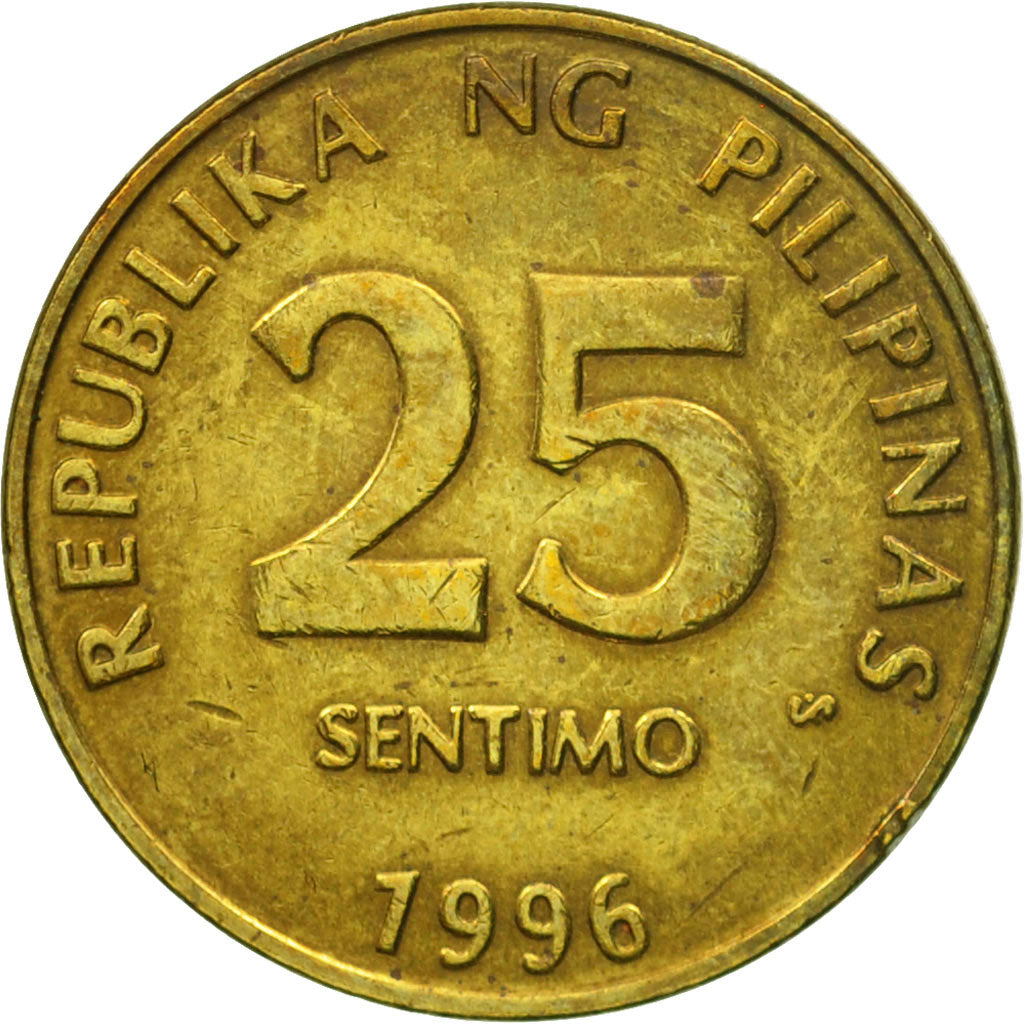 Moneda, Filipinas, 25 Sentimos, 1996, BC+, Latón, KM:271