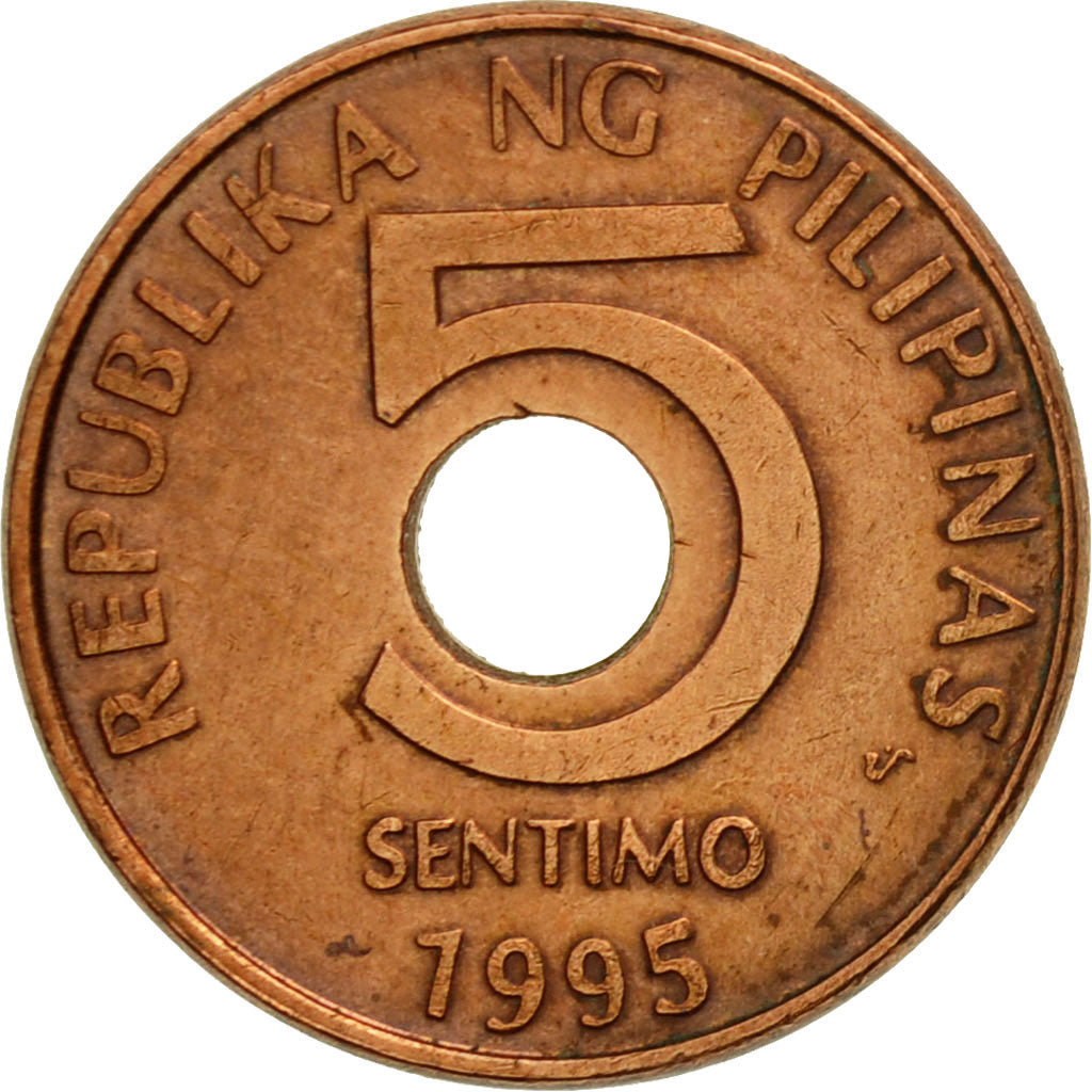 Moneta, Filippine, 5 Sentimos, 1995, MB+, Acciaio placcato rame, KM:268