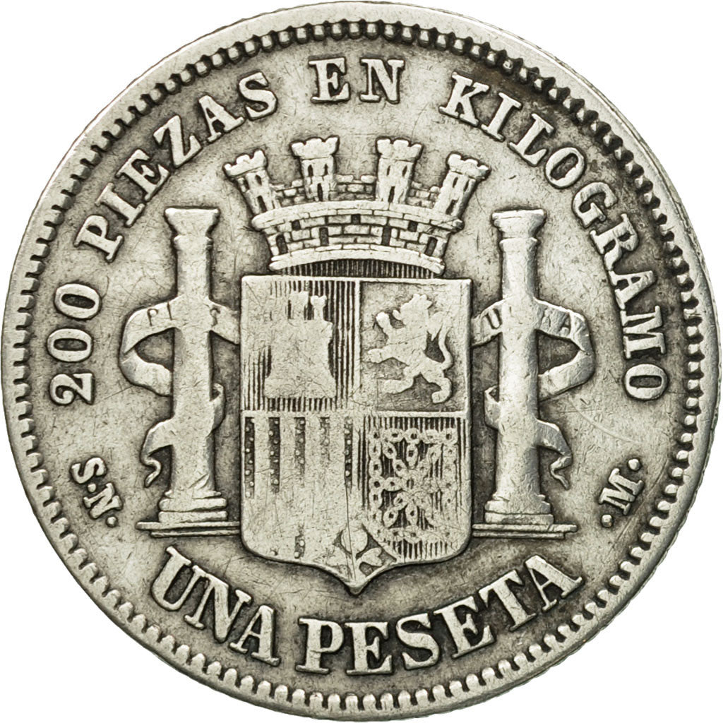 Moneda, España, Provisional Government, Peseta, 1869, Madrid, MBC, Plata