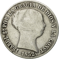 Münze, Spanien, Isabel II, 4 Réales, 1852, Madrid, S+, Silber, KM:600.3