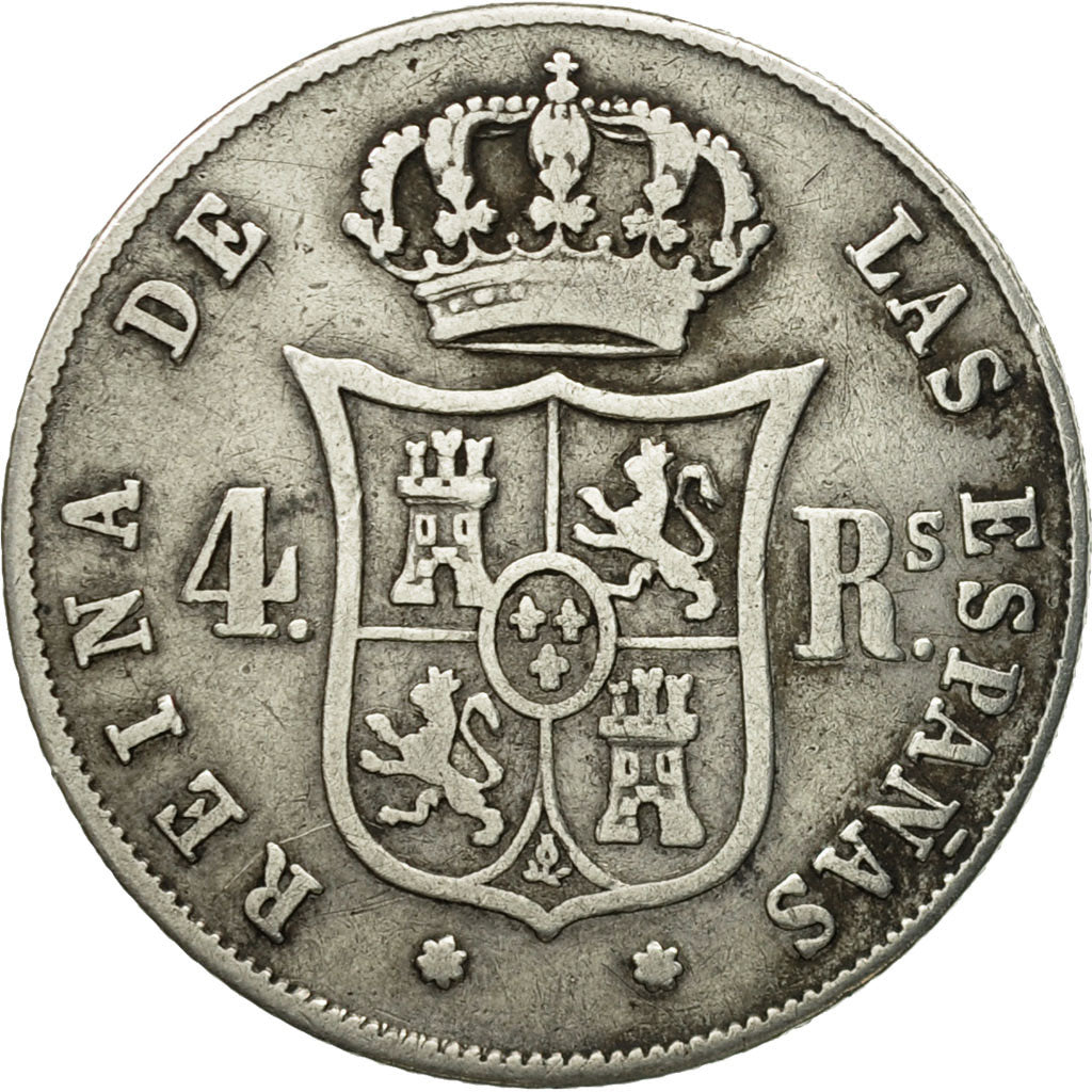 Münze, Spanien, Isabel II, 4 Réales, 1852, Madrid, S+, Silber, KM:600.3